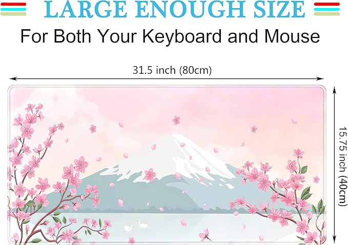 Japanese Desk Mat Pastel Pink Cherry Blossom Mouse Pad Mt Fuji Japan Large - Image 3
