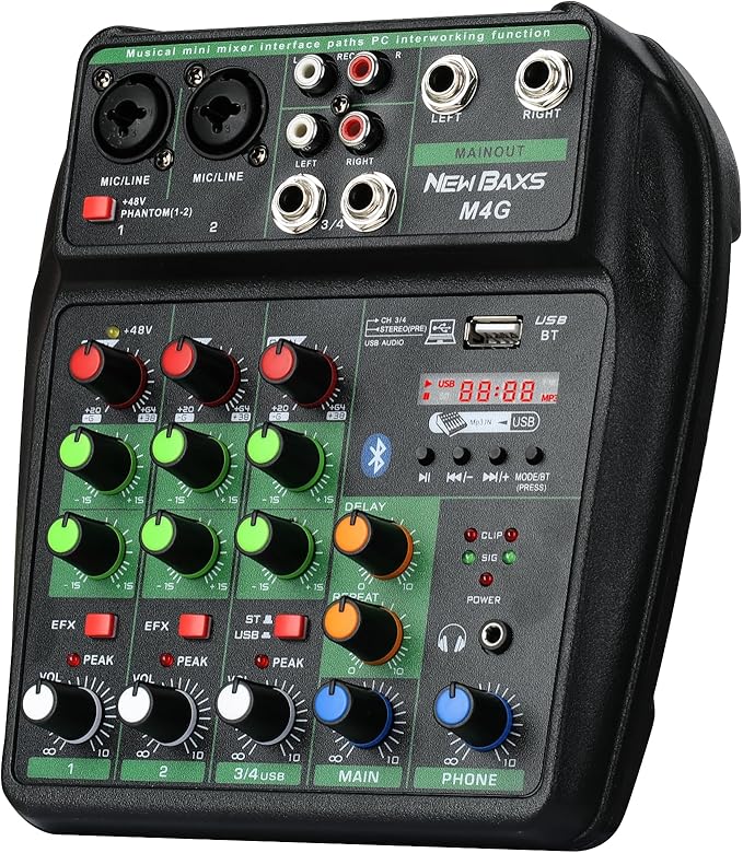 DJ Audio Mixer, DJ Mixers 4 Channel Sound Board by PROFESSIONALAUDIOEQUIPMENT