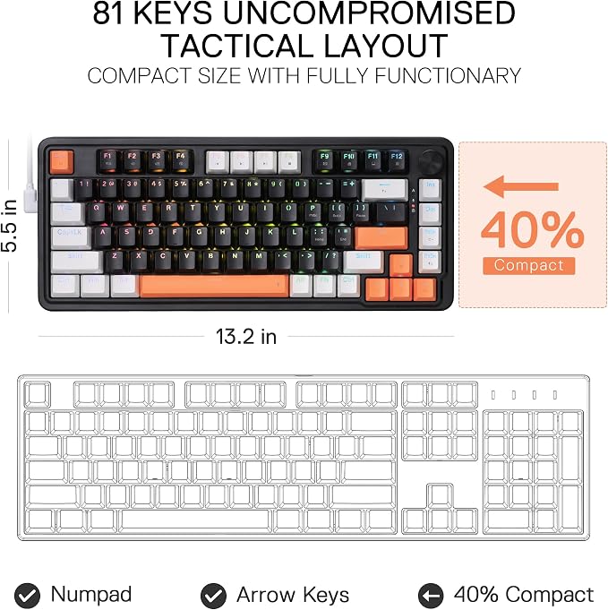 Redragon K714 Rapid Trigger HE Gaming Keyboard, 75% 81 Keys Wired Mechanical - Image 5