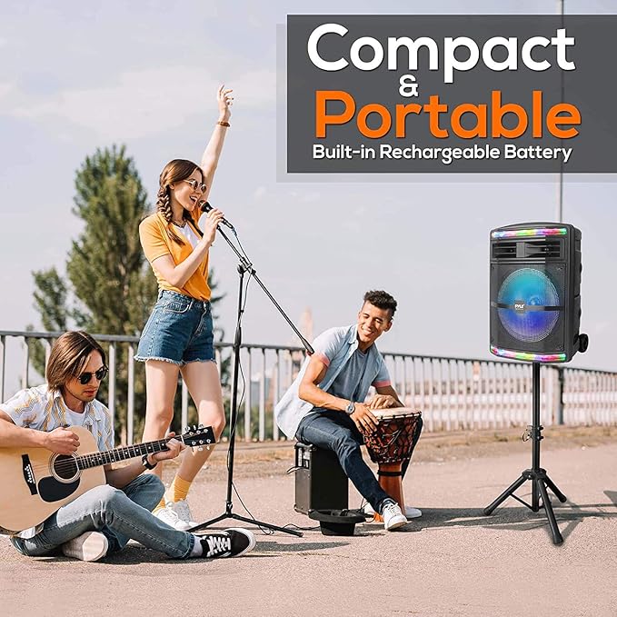 Pyle Portable Bluetooth PA Speaker System - 600W Bluetooth Speaker Portable PA - Image 6