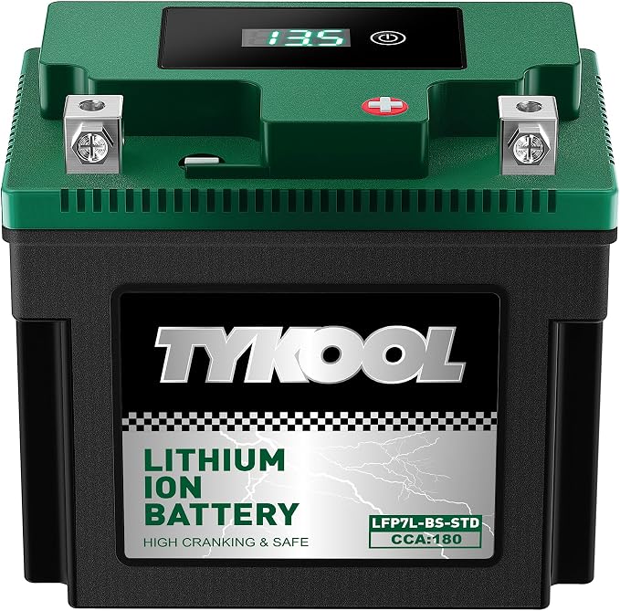YTX7L-BS-STD 2X Cranking Amps, Lithium Iron Phosphate Motorcycle Battery by TYKOOL