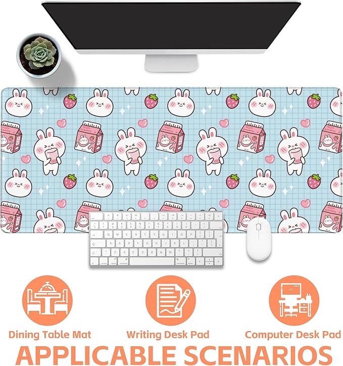Mouse Pad Large Milk Box with Rabbit Non-Slip Gaming Desk Mat with Stitched - Image 4