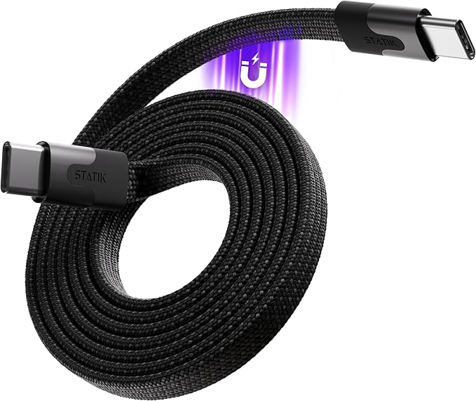 Statik MagStack USB C to USB C Cable, Magnetic Anti Tangle Flat Type C Charger by Statik