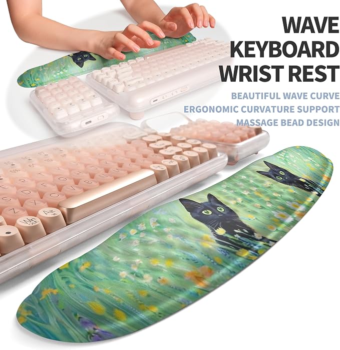 2-in-1 Ergonomic Set, Wave Keyboard Wrist Rest and Massage Slope Mouse Pad - Image 2