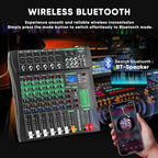 6 Channel Audio Mixer, Professional DJ Mixer Board Sound Music Mixing Console - Image 2
