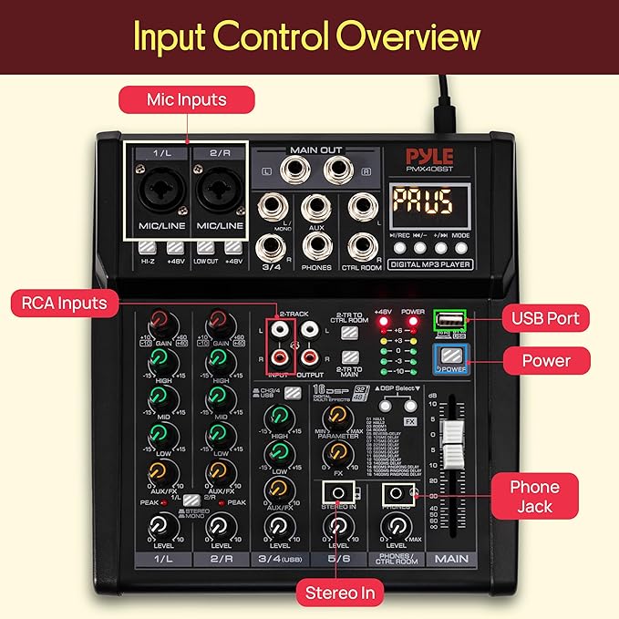Pyle 6 Channel Studio Mixer - Image 7