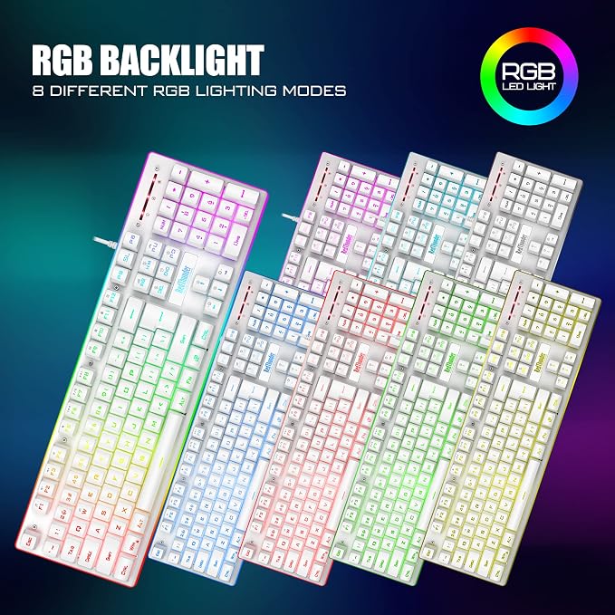 RedThunder K10 Wired Gaming Keyboard and Mouse and Wrist Rest Combo, RGB Backlit - Image 3