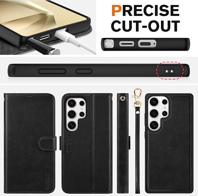 TUCCH Wallet Case for Galaxy S25 Ultra, Removable RFID Blocking Wrist Strap - Image 8