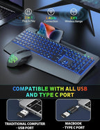Wireless Keyboard and Mouse Backlits, Wrist Rest, Jiggler Mouse, Rechargeable - Image 5