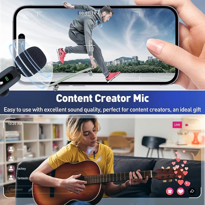 Wireless Lavalier Microphone for iPhone Recording Clip-on Mini Mic for - Image 7