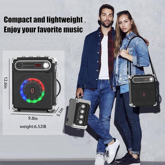 Bluetooth Speaker with Two Wireless Microphones, Outdoor Speaker with - Image 7