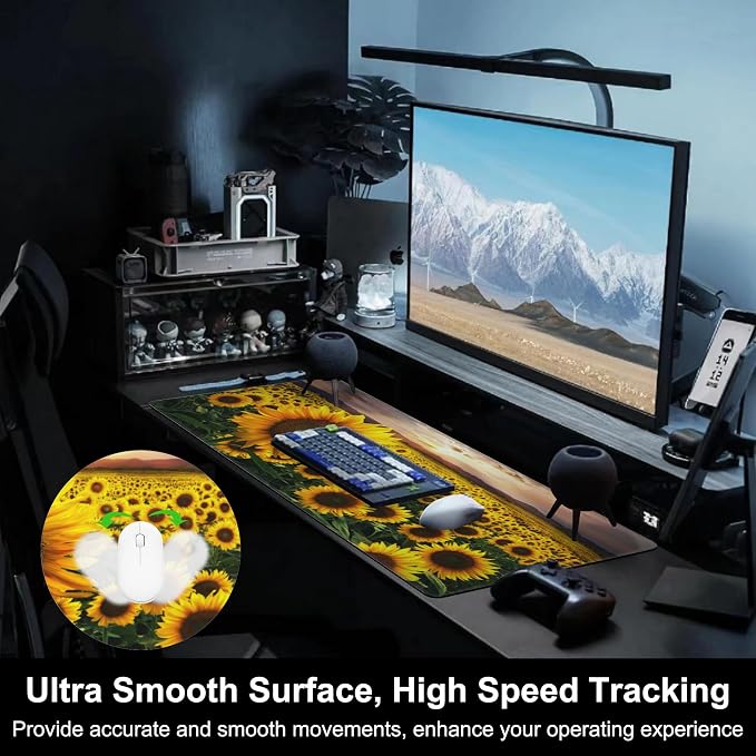 Mouse Pad, Large Blooming Sunflowers Desk Mat, Extended Non-Slip Gaming - Image 5