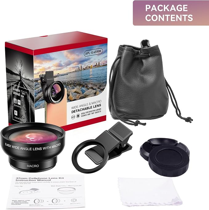 MIAO LAB 2-in-1 Phone Camera Lens Kit, 12.5X Macro + 0.45X Wide Angle Cell - Image 6