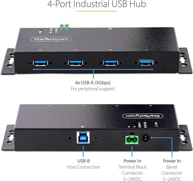 StarTech.com 4-Port Industrial USB 3.0 5Gbps Hub, Rugged USB Hub - Image 9