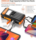 Solar Power Bank 20000mAh Built in Hand Crank and 4 Cables 22.5W Fast Charge - Image 2