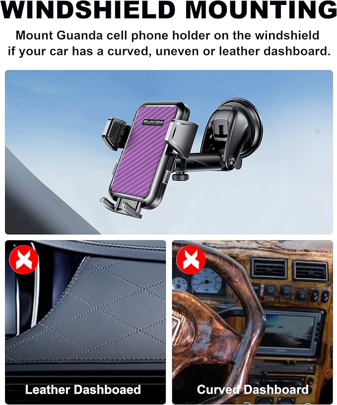 Universal Car Phone Holder for Dashboard Windshield, Hands Free Phone Mount for - Image 7