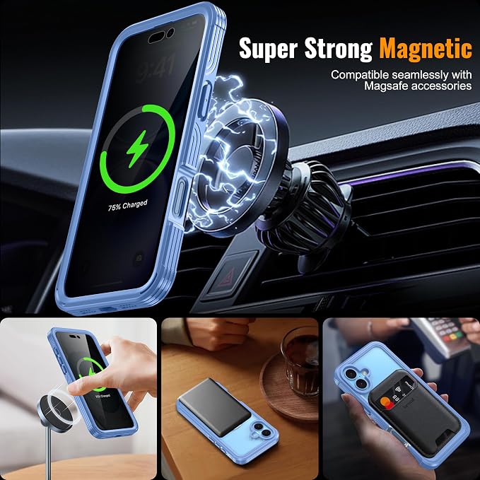 Magnetic & Stand for iPhone 16 Plus Case Built-in Privacy Screen Protector - Image 2