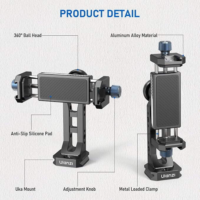 Ulanzi MA53 Metal Tripod Phone Mount, Smartphone Tripods Adapter - Image 7