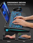 Wireless Keyboard and Mouse Backlits, Wrist Rest, LED Mouse, Rechargeable - Image 3