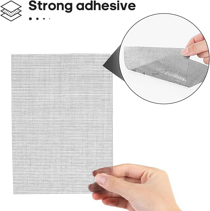 5" x 7" Black/Grey Screen Repair Kit, Strong Adhesive Fiberglass Mesh Pacth Tape - Image 2