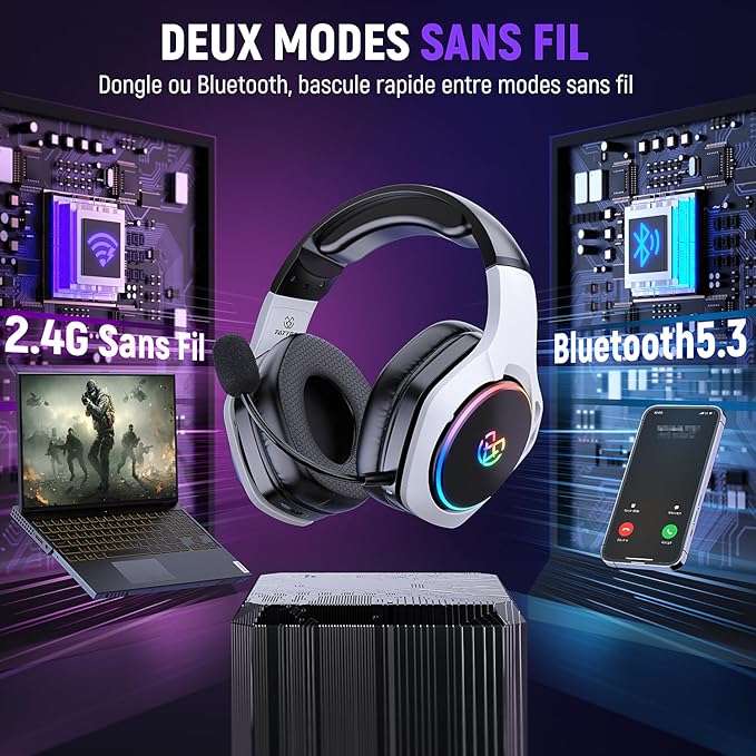 2.4GHz Wireless Gaming Headset for 40Hr+, Gaming Headphones for Ps5 - Image 8