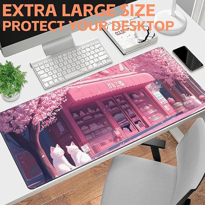 Mouse Pad Large Cake Shop and White Cats Non-Slip Gaming Desk Mat - Image 6