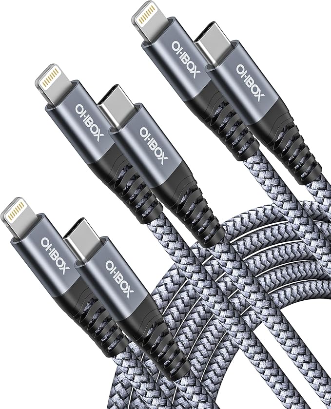 USB C to Lightning Cable 3FT, 11 Plus, iPad Pro, iPod and AirPods by OHBOX