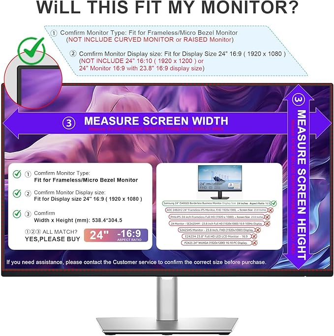 FILMEXT [2 Pack Removable 24 Inch Computer Privacy Screen Filter - Image 3