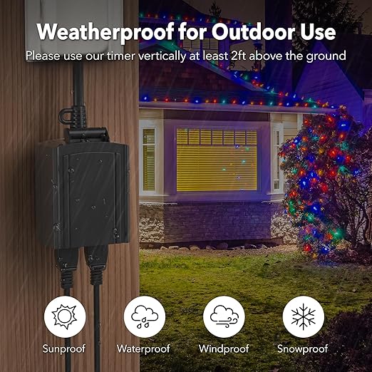 BN-LINK 24 Hour Heavy Duty Mechanical Timer, Outdoor Timer Outlet Waterproof - Image 6