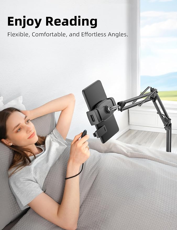 Kindle Floor Stand with Remote Page Turner, Tablet Stand with 11lb Stable Base - Image 2