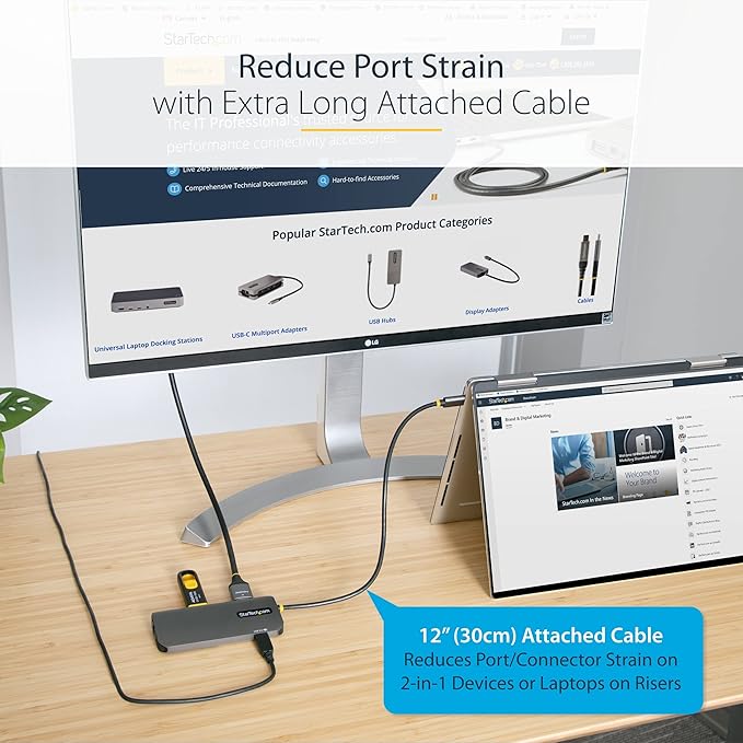 StarTech 6-in-1 USB-C Hub for Monitors, 4K 60Hz HDMI Video, Gigabit Ethernet - Image 5