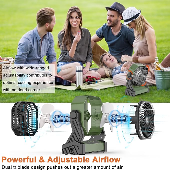 KITWLEMEN 20000mAh Battery Powered Camping Fan - Image 3