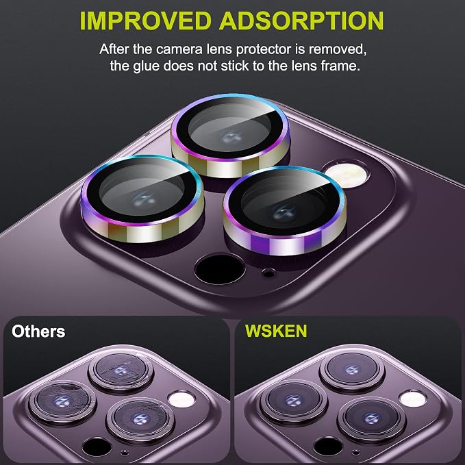 WSKEN for iPhone 14 Pro/iPhone 14 Pro Max Camera Lens Protector, HD Tempered - Image 5
