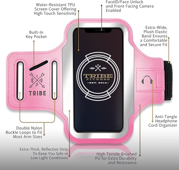 TRIBE Running Phone Holder Armband. iPhone & Galaxy Cell Phone Sports Arm Bands - Image 3