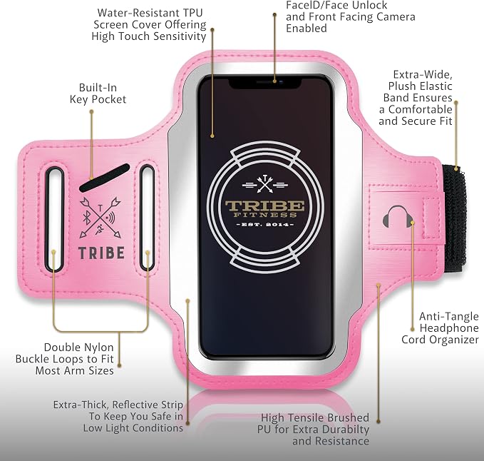 TRIBE Running Phone Holder Armband. iPhone & Galaxy Cell Phone Sports Arm Bands - Image 3