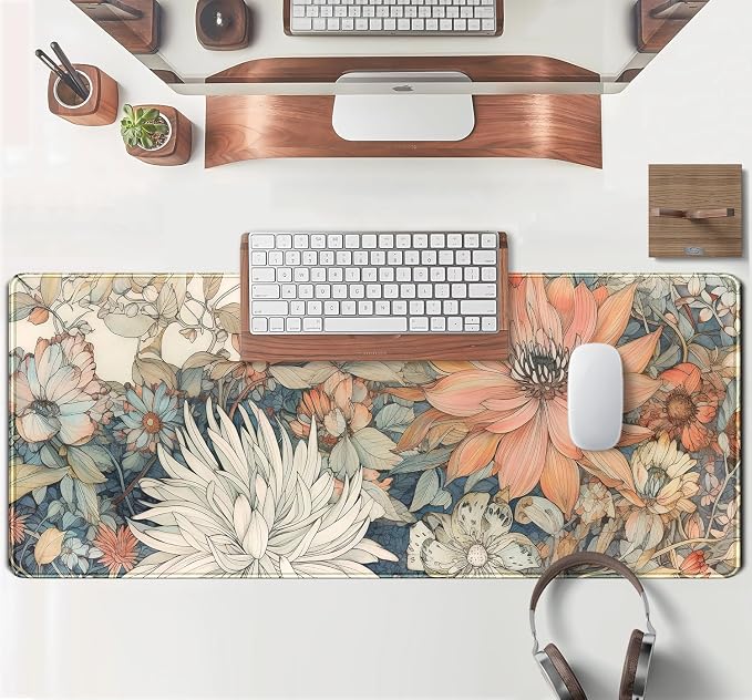 Japanese Minimalist Floral Desk Mat Aesthetic Flowers XL Large Extended Gaming - Image 4