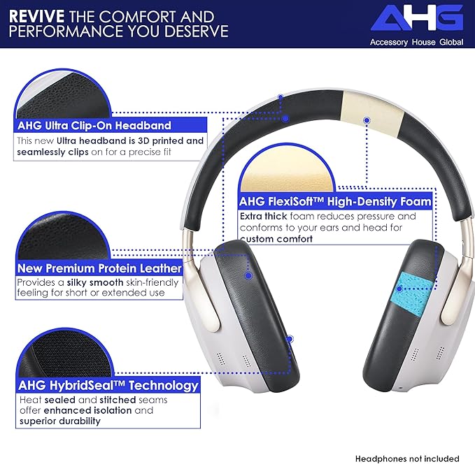 QC Ultra Replacement Ear pad and Headband Pad Kit Cushion Compatible - Image 2