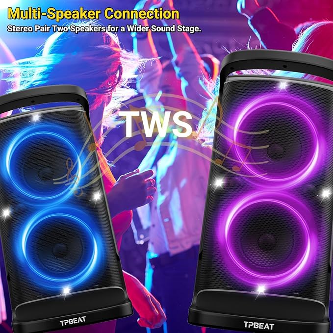 Portable Bluetooth Speaker: 160W Peak Powerful Loud Sound Deep Bass Wireless - Image 4