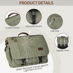 ESTARER Men's Messenger Bag 17.3 Inch, Water-resistant Canvas Laptop Bag - Image 5