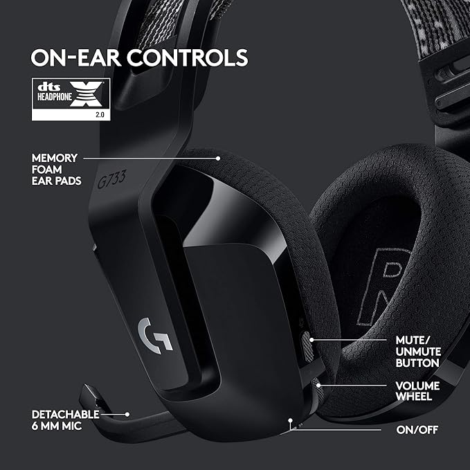 Logitech G733 Lightspeed Wireless Gaming Headset + Litra Beam LX Premium - Image 2