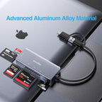 SD Card Reader, Aluminum 5in1 USB USB-C to SD Micro SD MS CF XD Card Reader - Image 2
