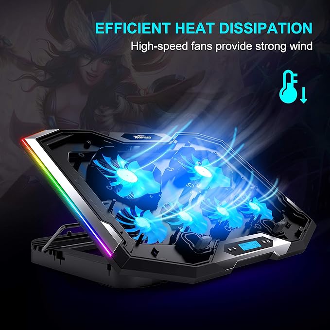 TopMate C11 Laptop Cooling Pad RGB Gaming Notebook Cooler, Laptop Fan Stand - Image 2