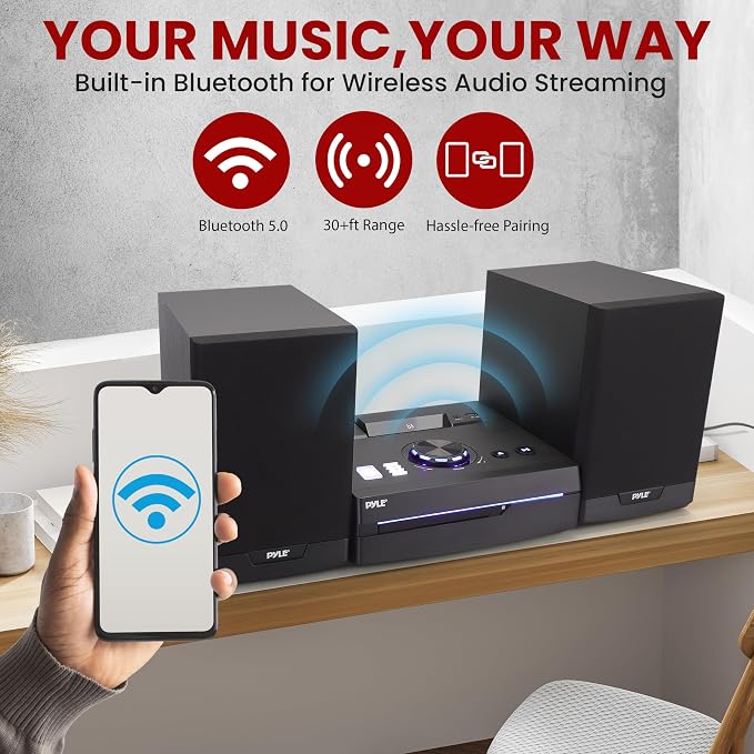 Pyle Home Stereo Shelf System - 100W Wireless BT Streaming - Image 3