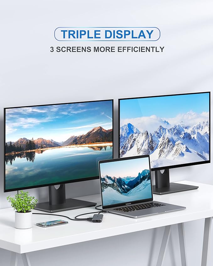 MacBook Pro Docking Station Dual Monitor MacBook Pro HDMI Adapter, 9 in 1 USB C - Image 3