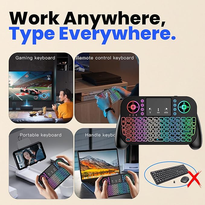Mini Keyboard with Touchpad-2.4GHz & Bluetooth Dual-Mode, 7-Color Backlight - Image 4