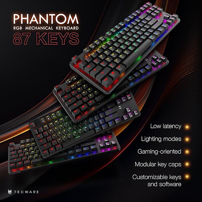 TECWARE Phantom 87 Key Mechanical Keyboard, RGB led, Outemu RED Switch - Image 2