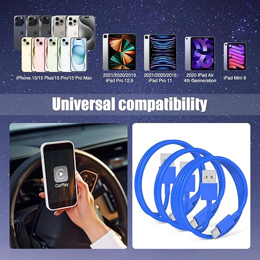 3-Pack Blue USB A to USB C Cable, Compatible - Image 6