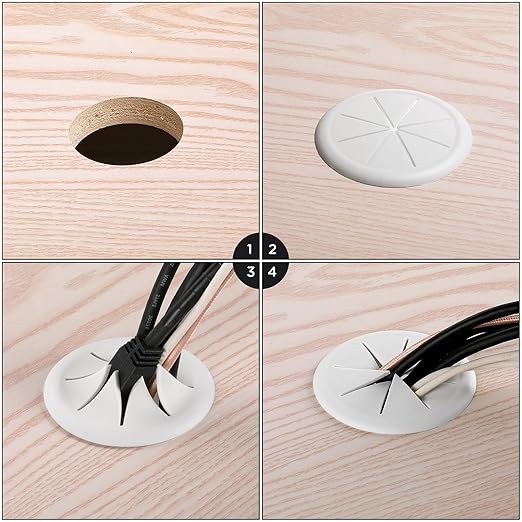 HYCC 2 Pack 2-3/8 Inch Flexible Desk Grommet, Organize Wires and Cables on - Image 5