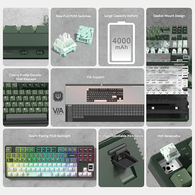 QK87 75% Keyboard with Multimedia Screen, QMK/VIA Wireless Gaming Keyboard - Image 5