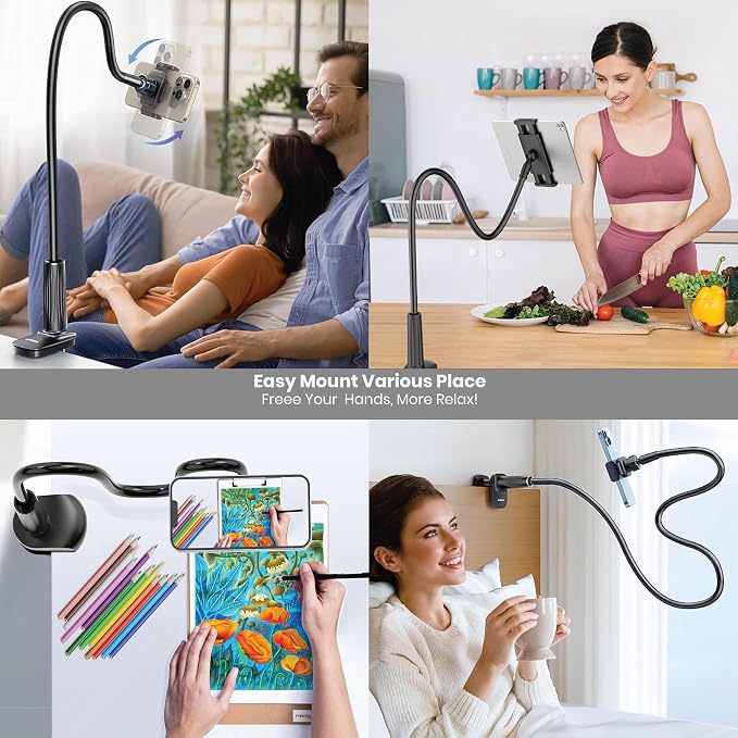 Adjustable 39in Phone & Tablet Holder – 360° Rotating Flexible Arm Mount - Image 4